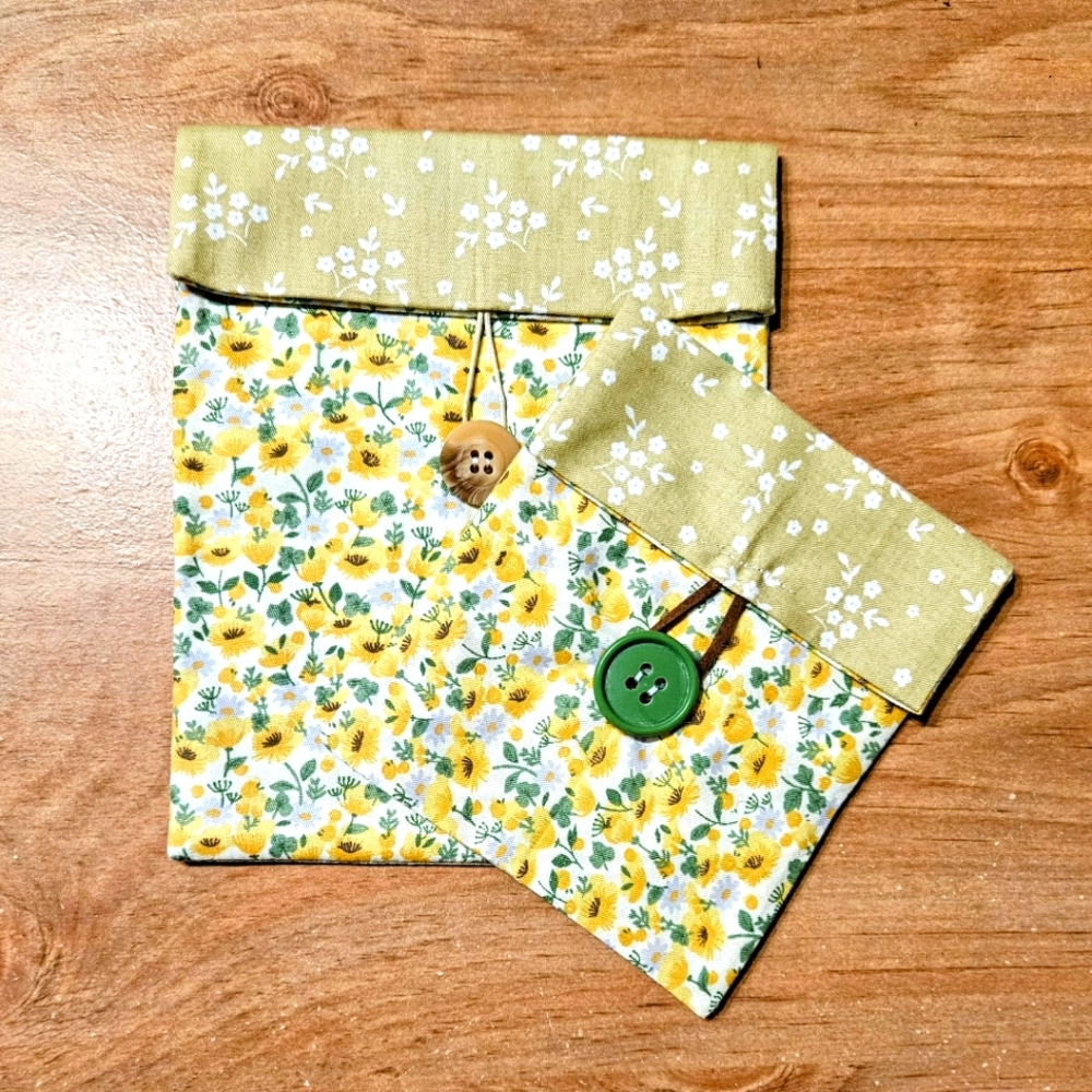 Floral Purse Pouch Set - Yellow and Green